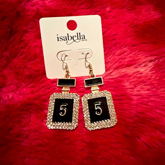 Gold perfume bottle withh black brand new earrings - Picture 1 of 5
